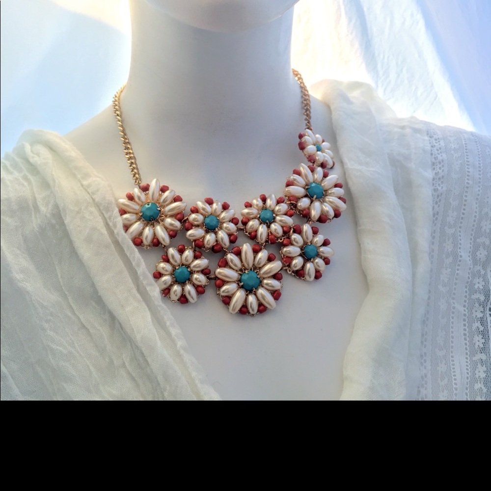 Estate Sale Flower Statement Necklace, PreOwned